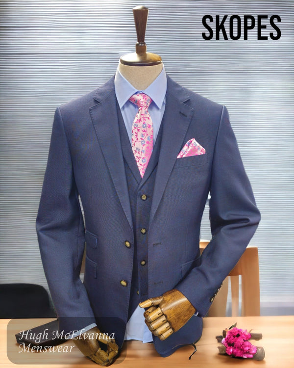Skopes AINTREE Navy Check Suit - Hugh McElvanna Menswear