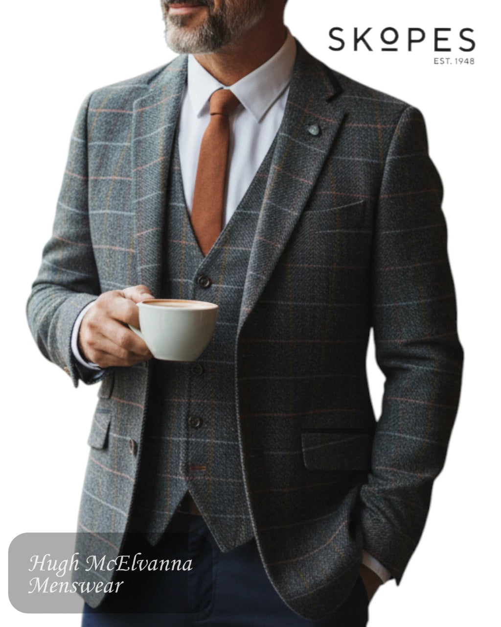 Skopes Doyle Grey Herringbone Check Blazer – MM30034 - Hugh McElvanna Menswear