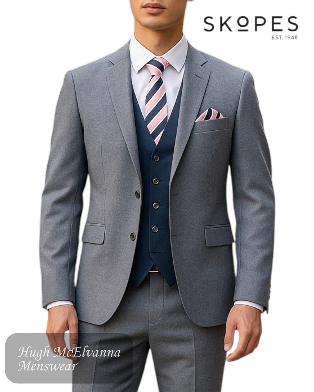 Skopes Harcourt Silver Slim Fit 2 Piece Suit MM3393 - Hugh McElvanna Menswear