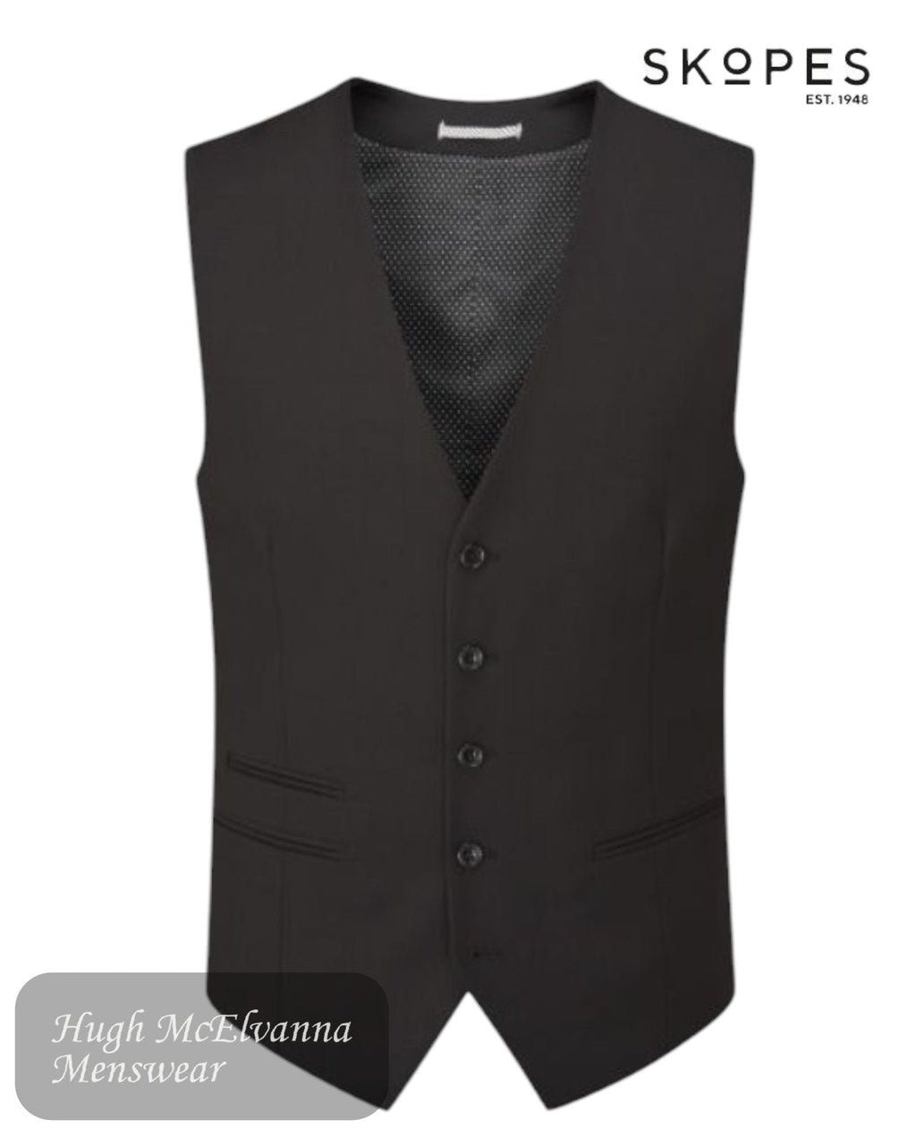 Skopes MADRID Black Suit Waistcoat MM1250 - Hugh McElvanna Menswear
