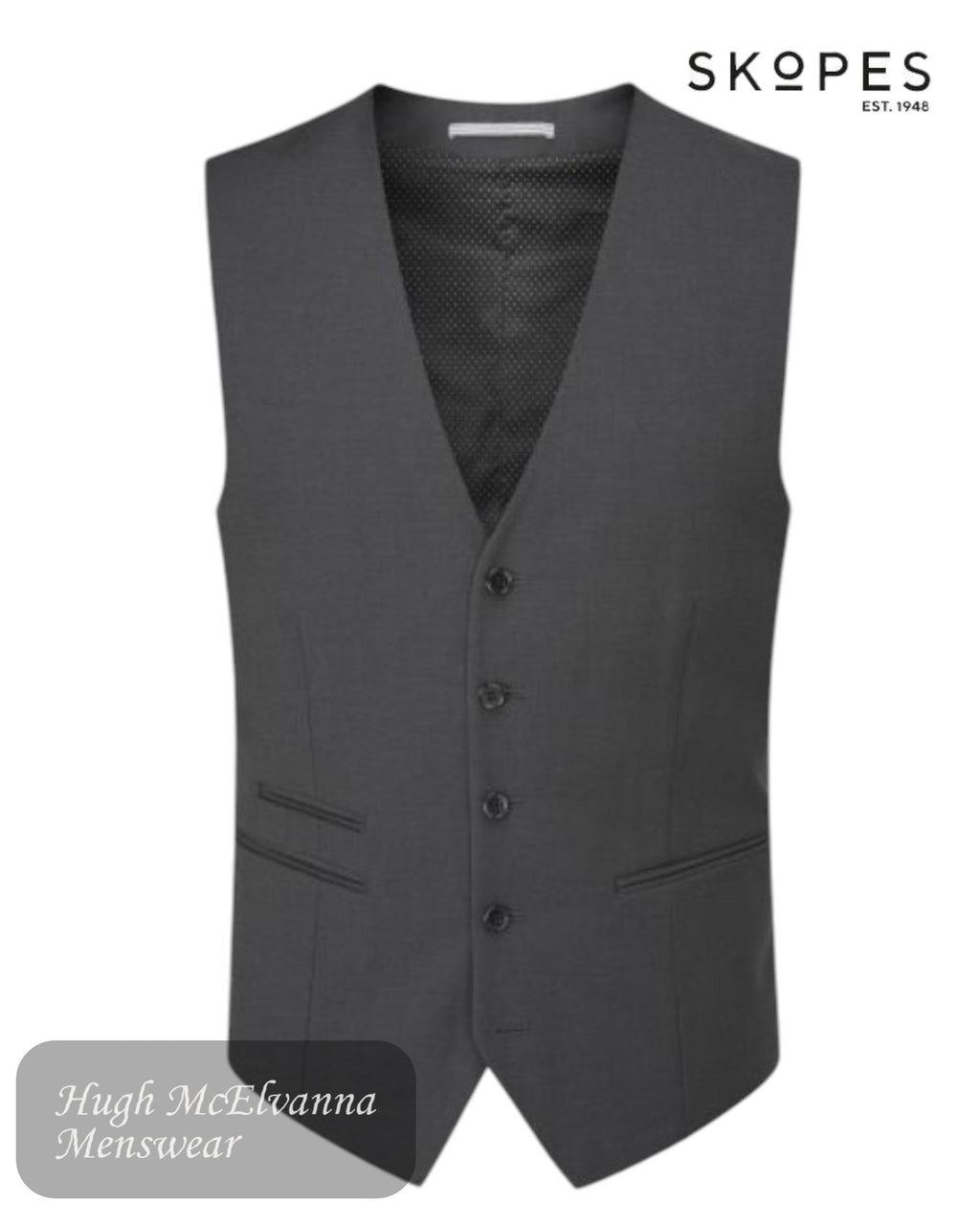 Skopes MADRID Charcoal Waistcoat - MM1251 - Hugh McElvanna Menswear