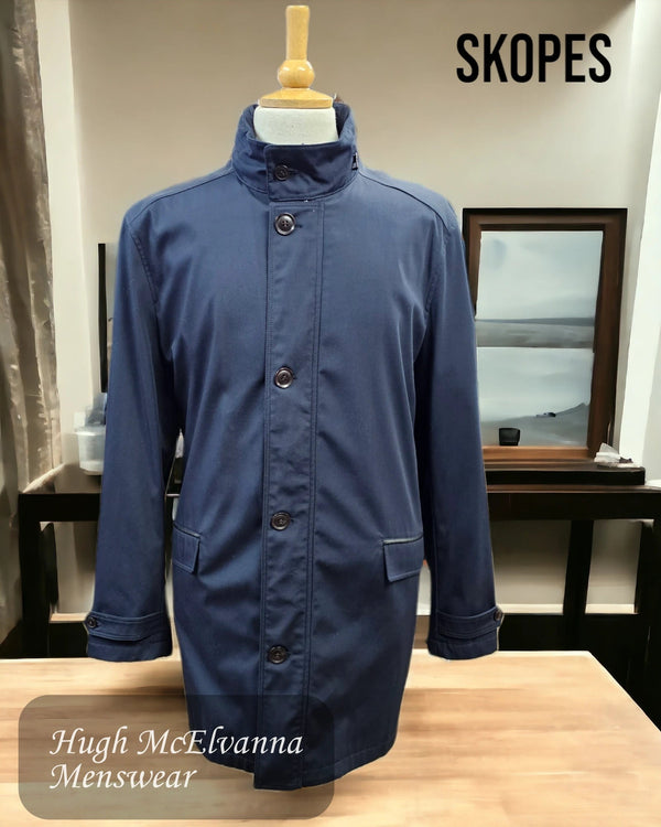 Skopes Navy Mitcham Mac Coat - Hugh McElvanna Menswear