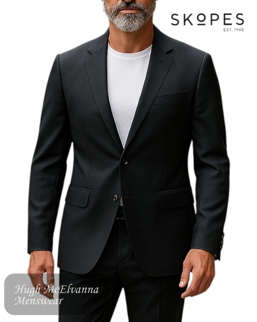 Skopes Romulus Black 2 Piece Suit – Tailored Fit - Hugh McElvanna Menswear