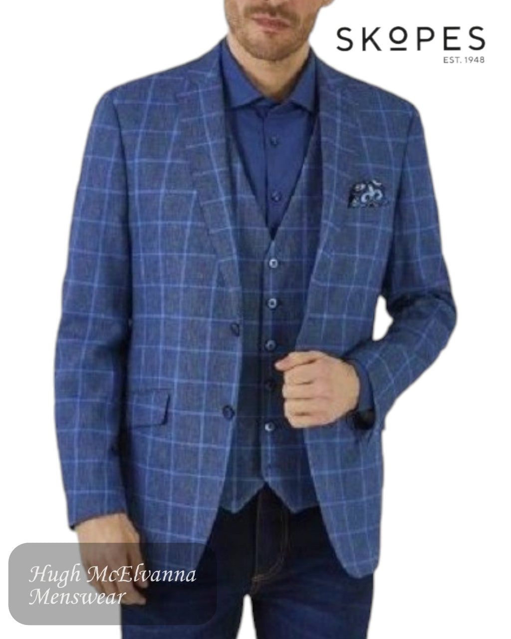 Skopes Trevor Navy Check Tailored Fit Blazer MM4051 - Hugh McElvanna Menswear