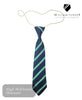 St Francis of Assisi PS Keady elastic striped school uniform tie by William Turner displayed at Hugh McElvanna Menswear