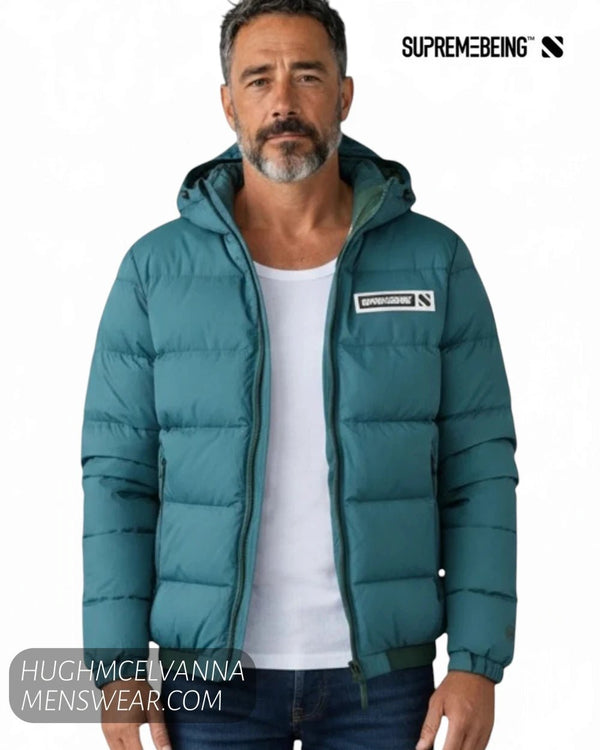 Supremebeing Artura Hooded Puffer Jacket in Azura Teal - Hugh McElvanna Menswear - Casual Jackets