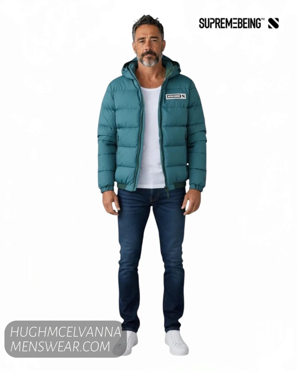 Supremebeing Artura Hooded Puffer Jacket in Azura Teal - Hugh McElvanna Menswear - Casual Jackets