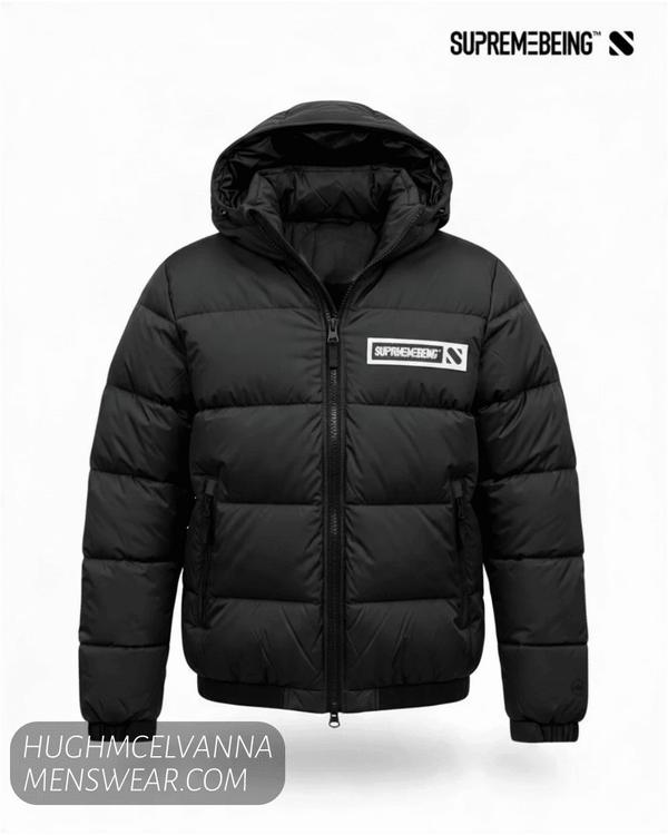 Supremebeing Artura Hooded Puffer Jacket in Black - Hugh McElvanna Menswear - Casual Jackets