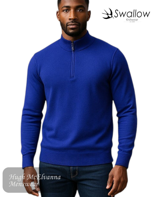Swallow Blue Quarter Zip Sweater - Hugh McElvanna Menswear