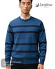 Swallow Blue Wrap Around Stripe Crew Neck Sweater - Hugh McElvanna Menswear