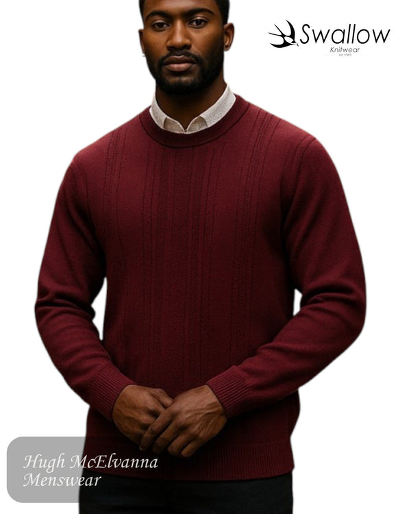 Swallow Dark Red Crew Neck Sweater - Hugh McElvanna Menswear