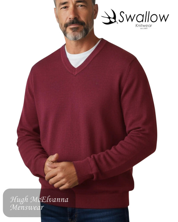 Swallow Dark Red V - Neck Pullover - Hugh McElvanna Menswear