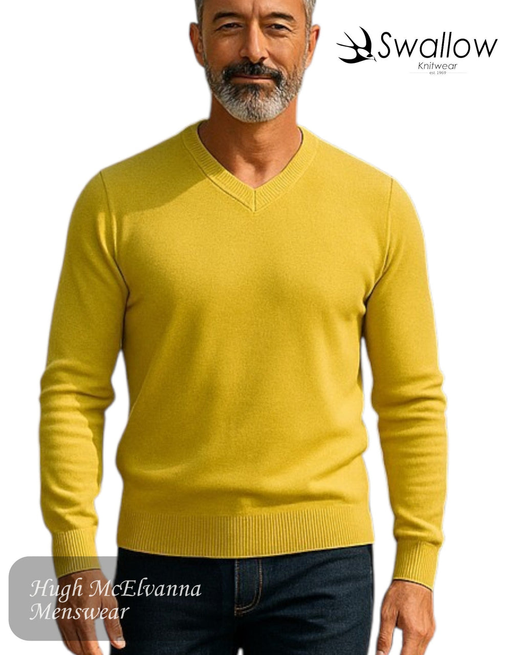 Swallow Knitwear GOLD V - Neck Sweater - Hugh McElvanna Menswear