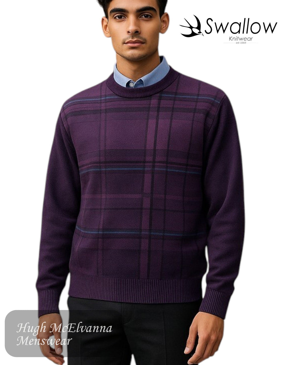 Swallow Heather Crew Neck Sweater - Hugh McElvanna Menswear