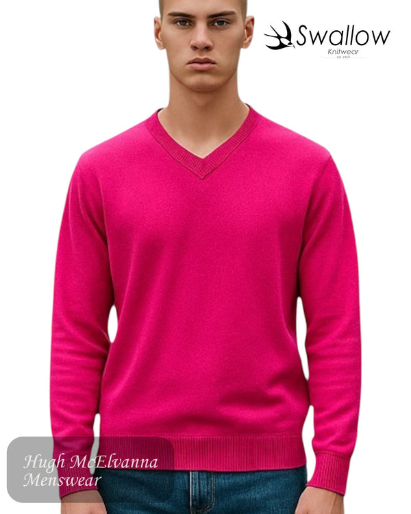 Swallow Hot Pink V - Neck Sweater - Hugh McElvanna Menswear