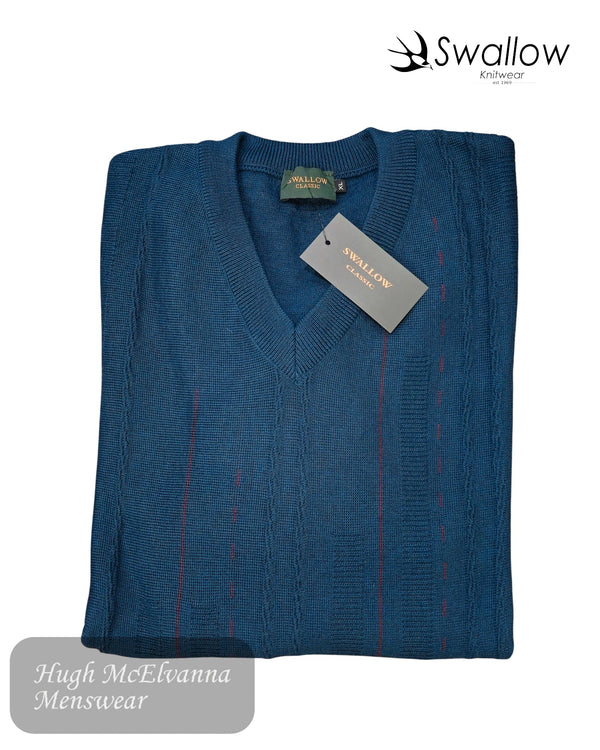 Swallow Knitwear V - Neck Pullover in Ink - Hugh McElvanna Menswear