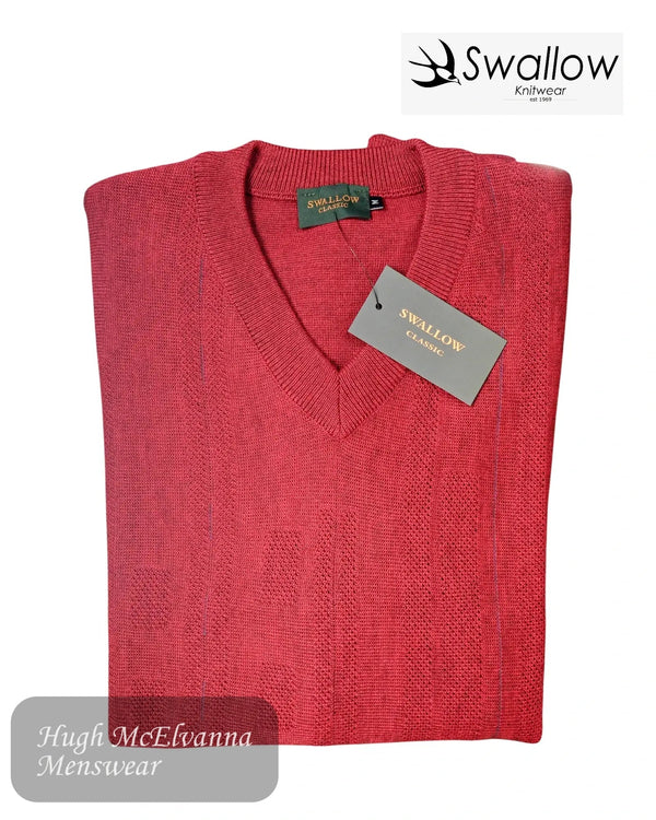 Swallow Red Fine Striped V - Neck Pullover - Hugh McElvanna Menswear