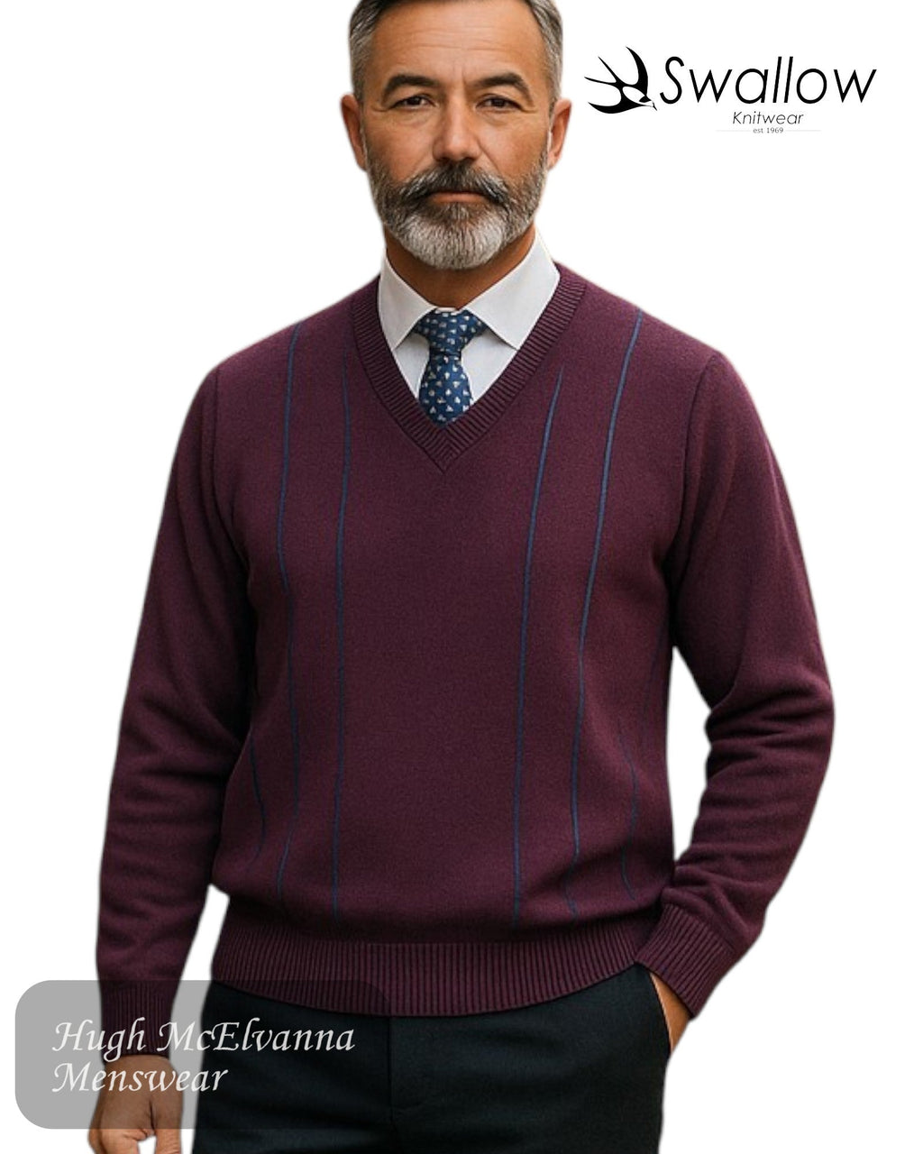 Swallow REIMS V - Neck Sweater - Hugh McElvanna Menswear