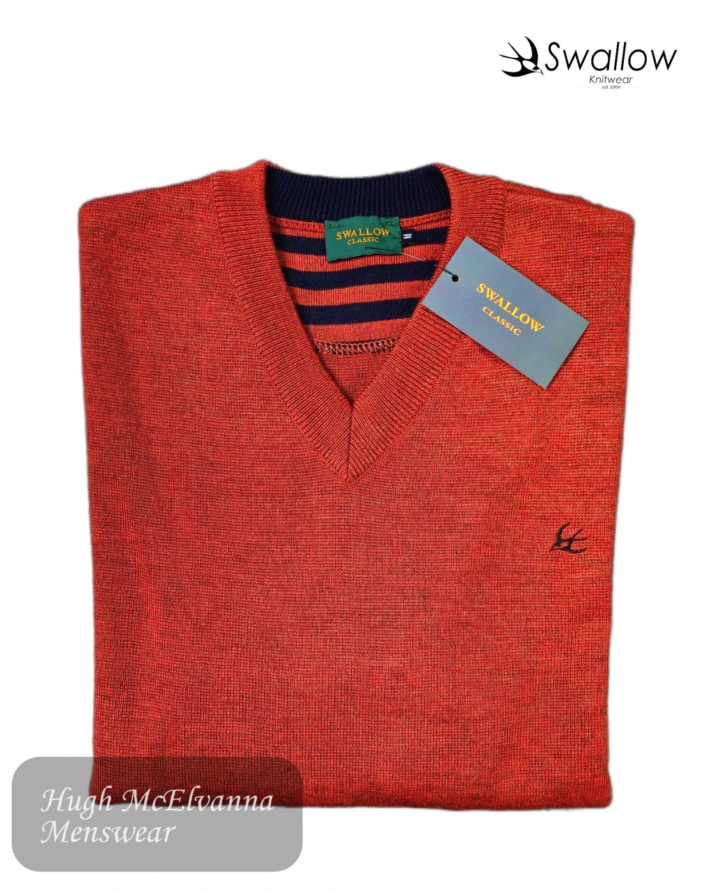 Swallow Rust V - Neck Sweater - Hugh McElvanna Menswear