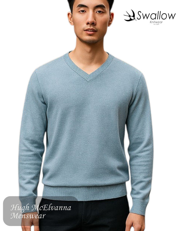 Swallow Sky Blue V - Neck Sweater - Hugh McElvanna Menswear
