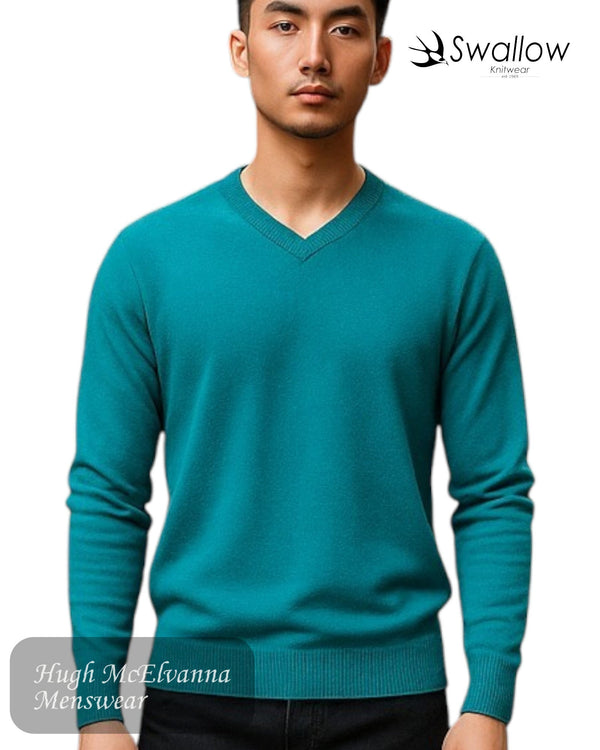 Swallow Tiffany Blue V - Neck Sweater - Hugh McElvanna Menswear