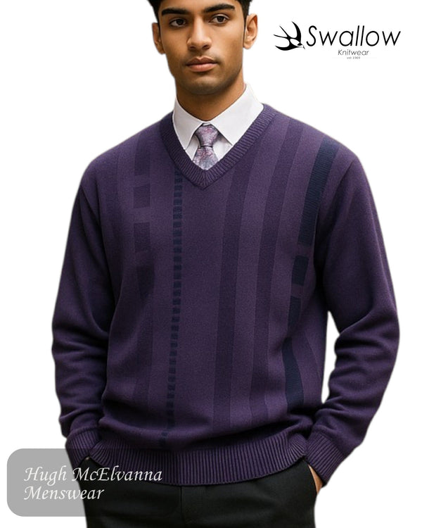 Swallow V - Neck Heather Design Front Sweater - Hugh McElvanna Menswear