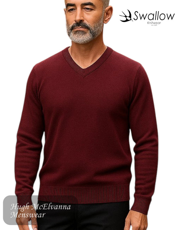 Swallow Wine Self Design V - Neck Sweater - Hugh McElvanna Menswear