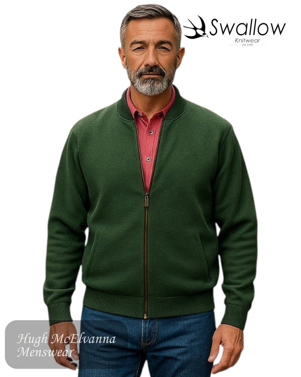 Swallow Zip Cardigan with Pocket Front - 50% Wool 50% Acrylic Men's Knitwear - Hugh McElvanna Menswear