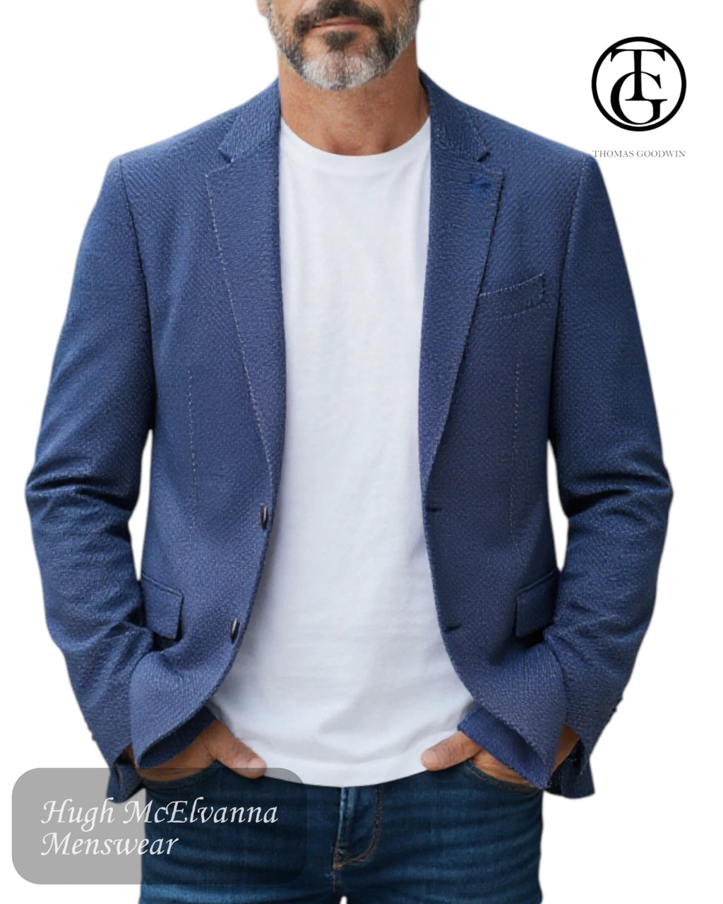 Thomas Goodwin Navy Slim Fit Blazer – 70999 - Hugh McElvanna Menswear