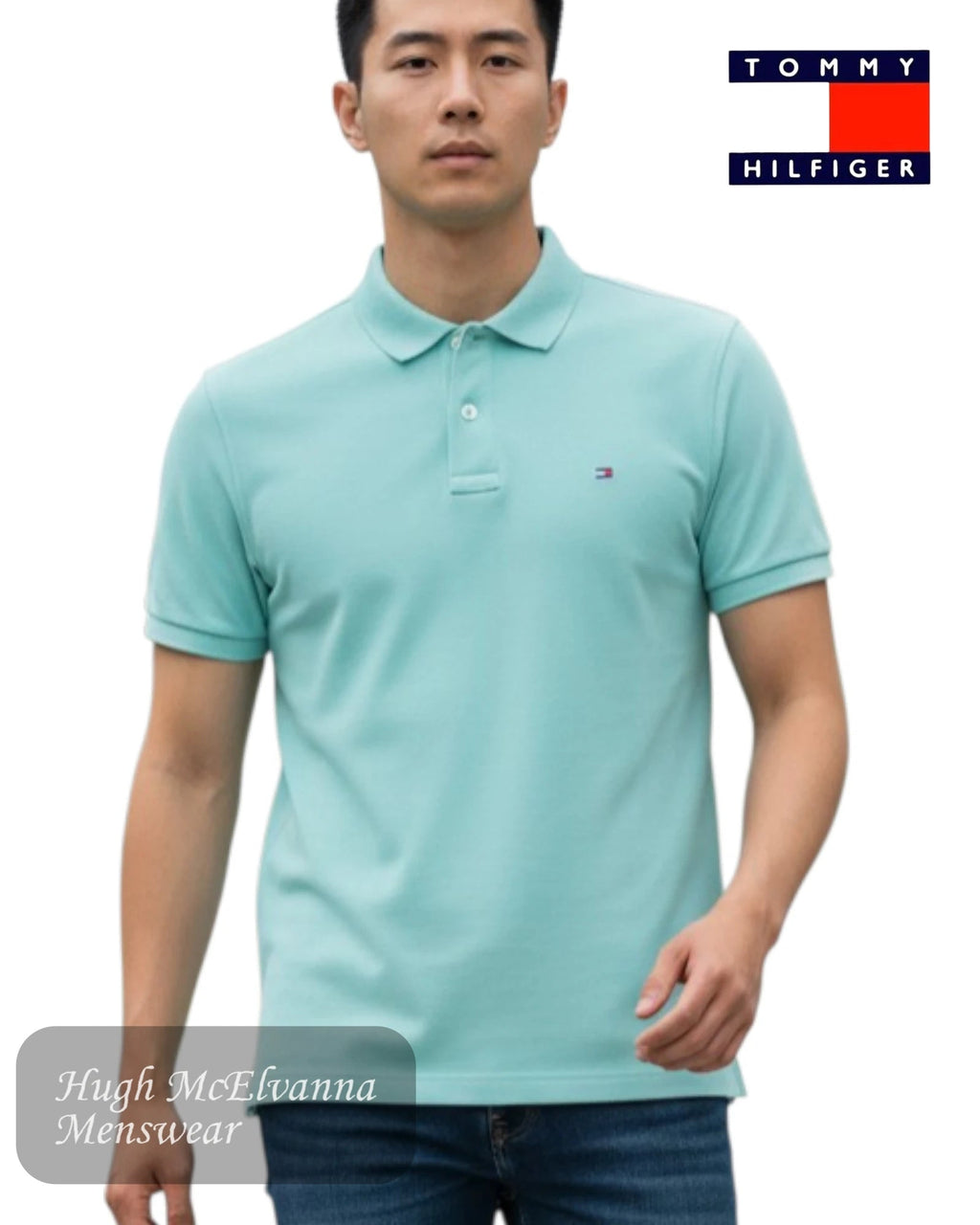 Tommy Hilfiger 1985 Polo Shirt - Arctic Aqua | MW0MW17770 - CSR - Hugh McElvanna Menswear