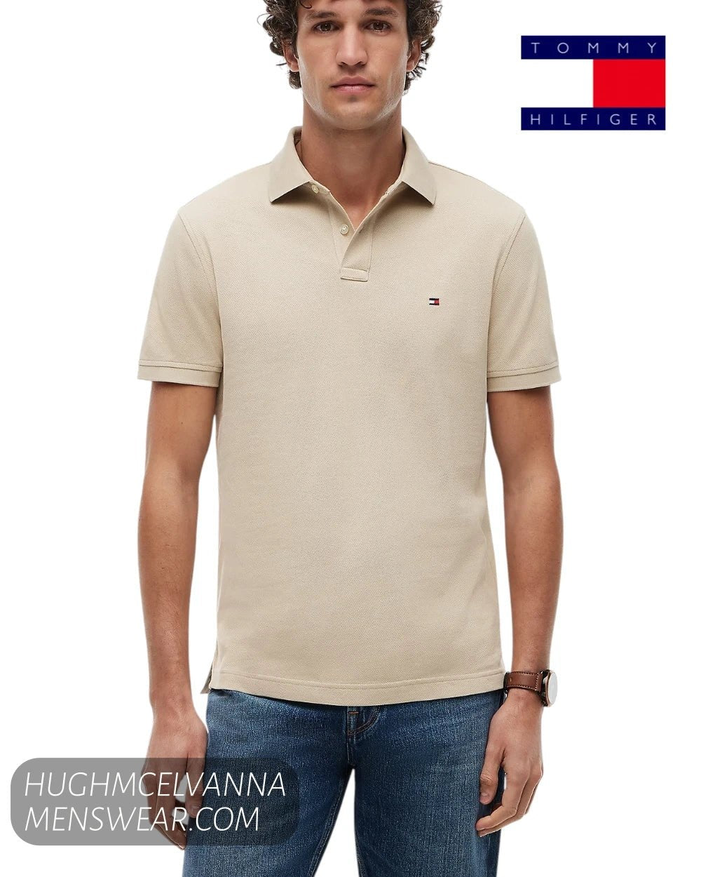 Tommy Hilfiger 1985 Regular Fit Polo Shirt Sandalwood - MW0MW17770RBT - Hugh McElvanna Menswear - Polo Shirt