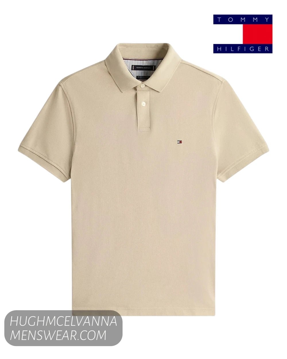 Tommy Hilfiger 1985 Regular Fit Polo Shirt Sandalwood - MW0MW17770RBT - Hugh McElvanna Menswear - Polo Shirt