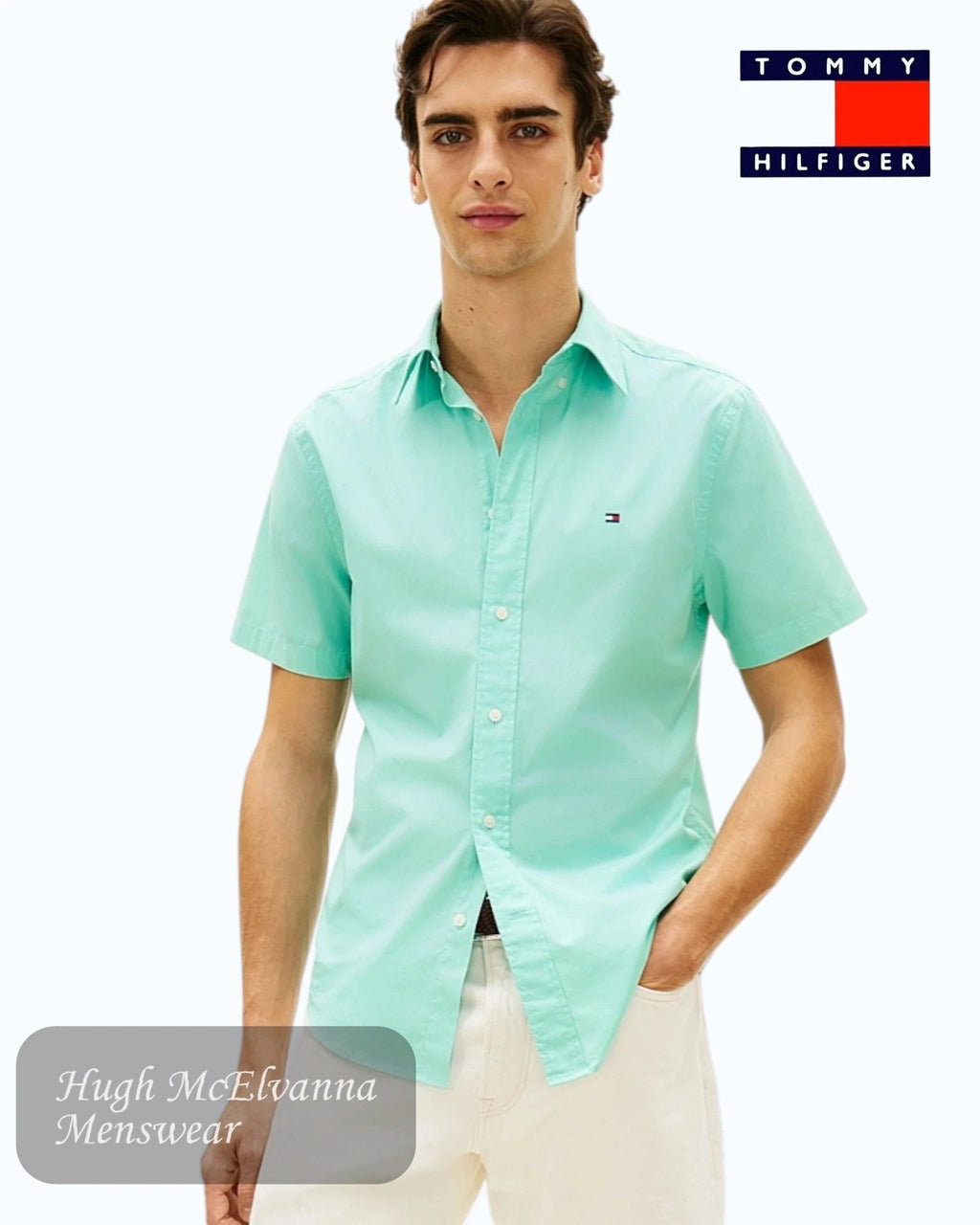 Tommy Hilfiger Flex Poplin Short Sleeve Shirt | MW0MW42630 - CSR - Hugh McElvanna Menswear