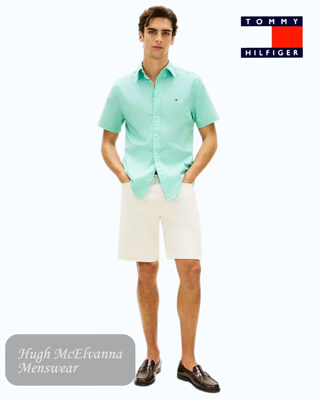 Tommy Hilfiger Flex Poplin Short Sleeve Shirt | MW0MW42630 - CSR - Hugh McElvanna Menswear