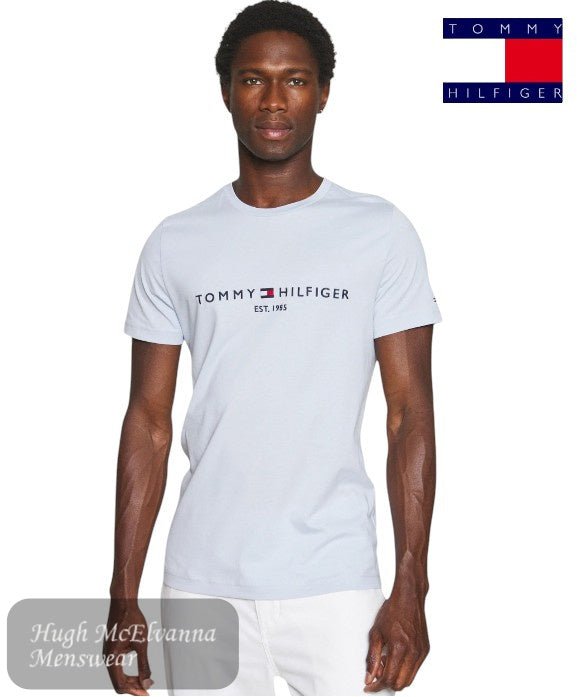 Tommy Hilfiger Logo Slim T-Shirt – Breezy Blue - Hugh McElvanna Menswear