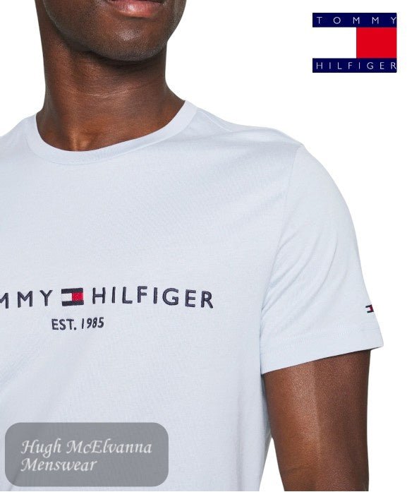 Tommy Hilfiger Logo Slim T-Shirt – Breezy Blue - Hugh McElvanna Menswear