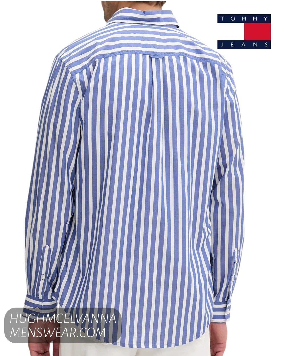 Tommy Jeans Blue and White Stripe Cotton Shirt – DM0DM23414C63 - Hugh McElvanna Menswear - Shirt