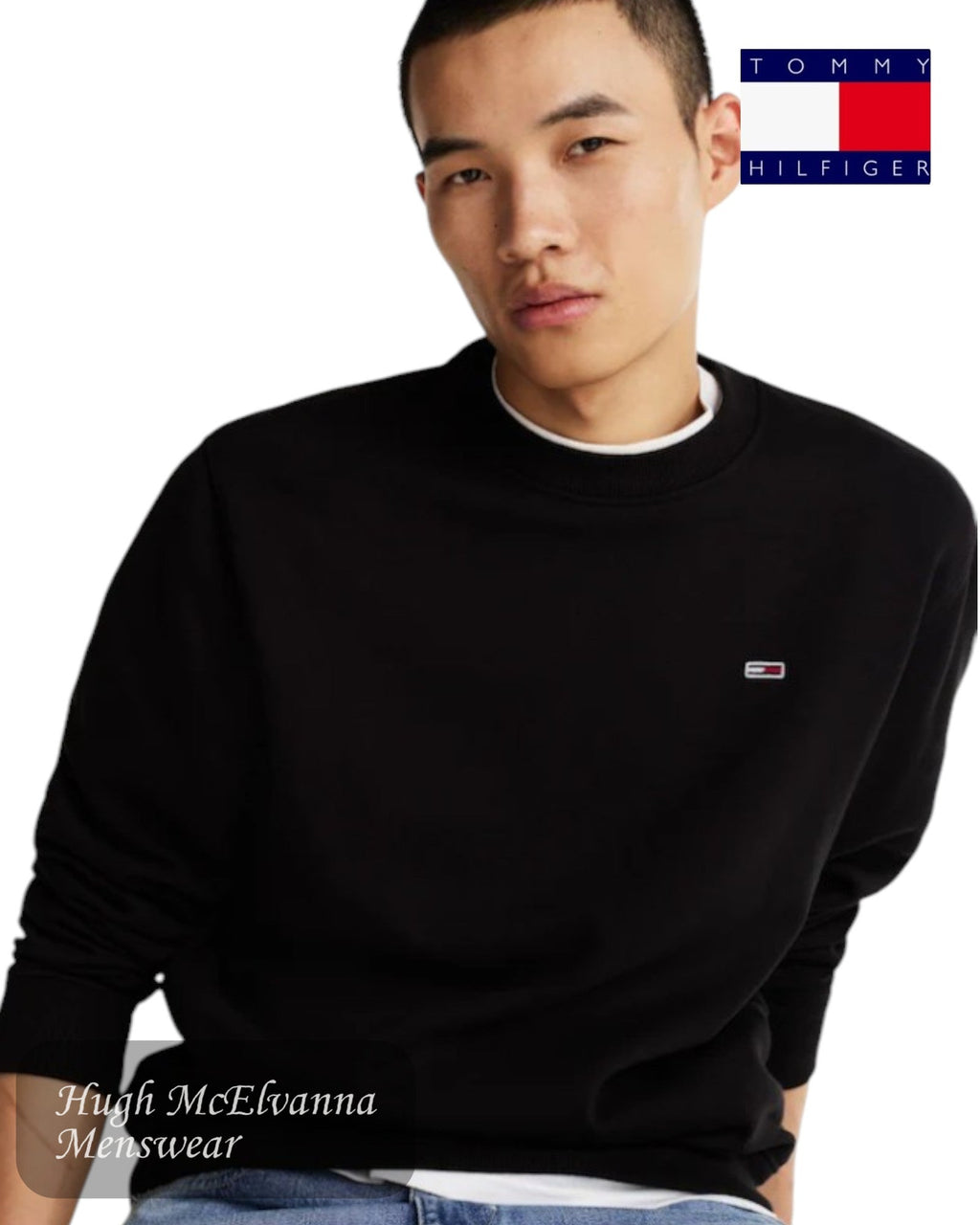 Tommy Jeans Crew Neck Sweatshirt – Black - Hugh McElvanna Menswear