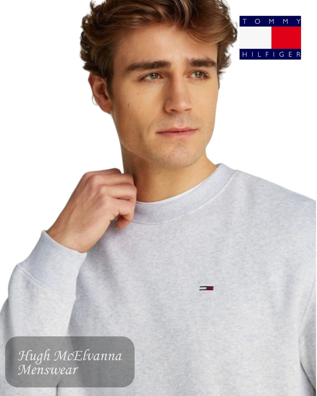 Tommy Jeans Crew Neck Sweatshirt – Heather - Hugh McElvanna Menswear