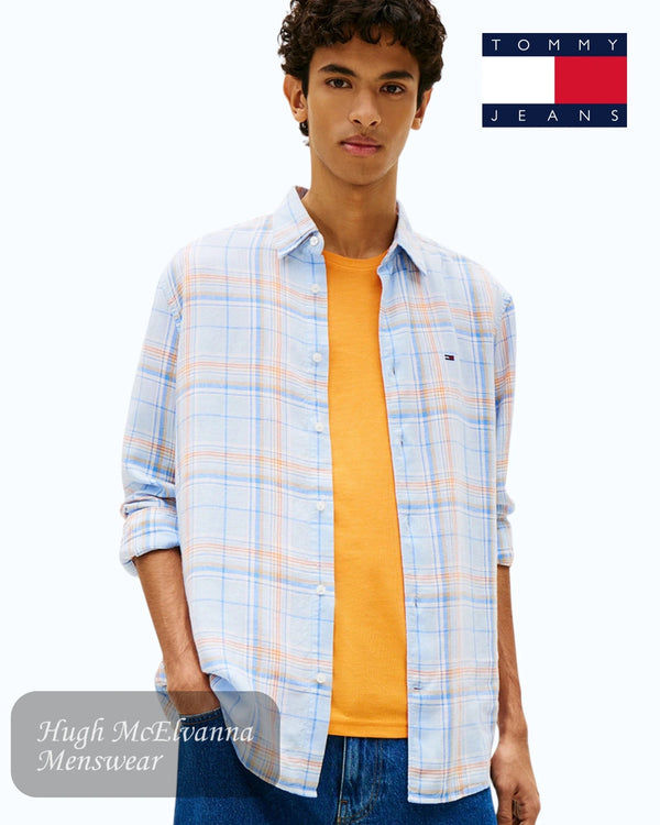 Tommy Jeans Relaxed Fit Linen Checkered Shirt - Hugh McElvanna Menswear