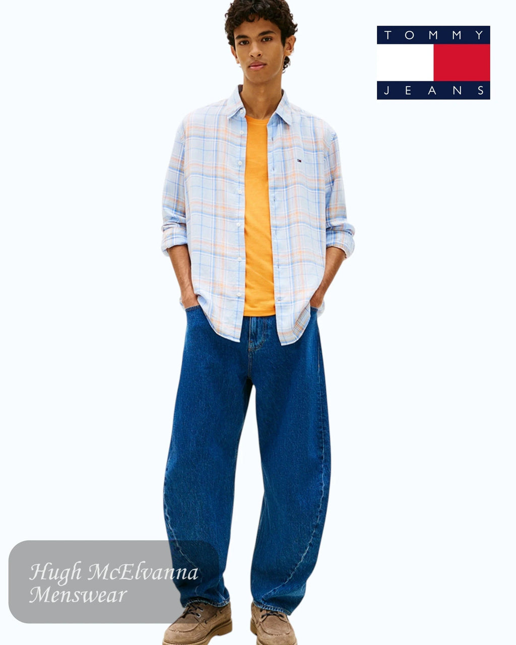 Tommy Jeans Relaxed Fit Linen Checkered Shirt - Hugh McElvanna Menswear
