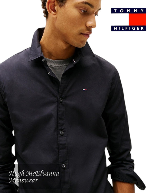 Tommy Jeans Stretch Slim Fit Shirt – Black - Hugh McElvanna Menswear