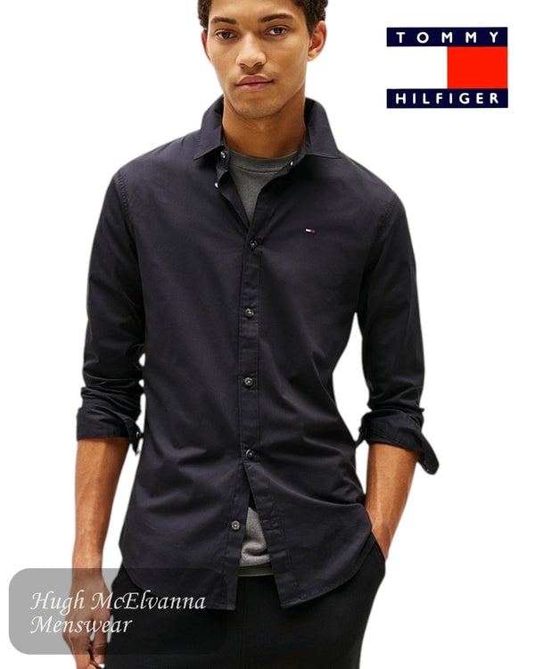 Tommy Jeans Stretch Slim Fit Shirt – Black - Hugh McElvanna Menswear