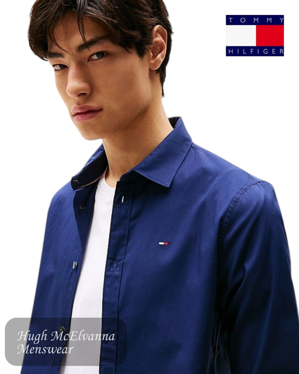 Tommy Jeans Stretch Slim Fit Shirt – Black Iris - Hugh McElvanna Menswear