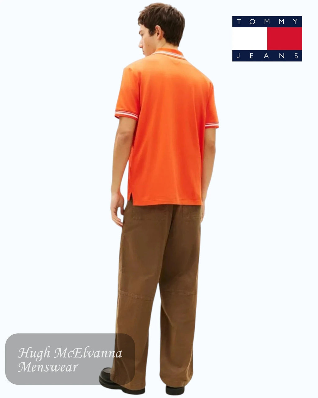 Tommy Jeans Tipped Polo Shirt in Horizon Orange - Hugh McElvanna Menswear