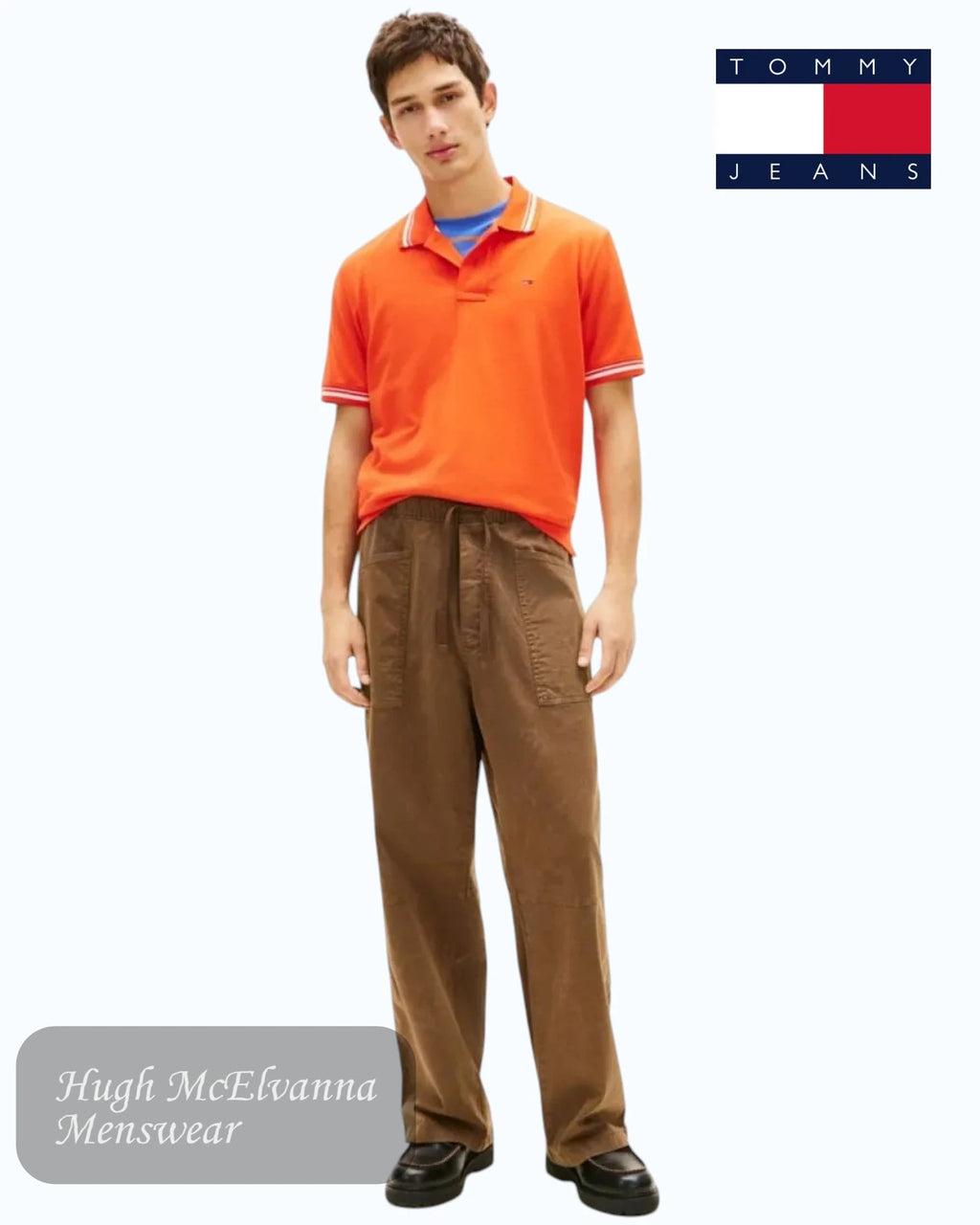 Tommy Jeans Tipped Polo Shirt in Horizon Orange - Hugh McElvanna Menswear
