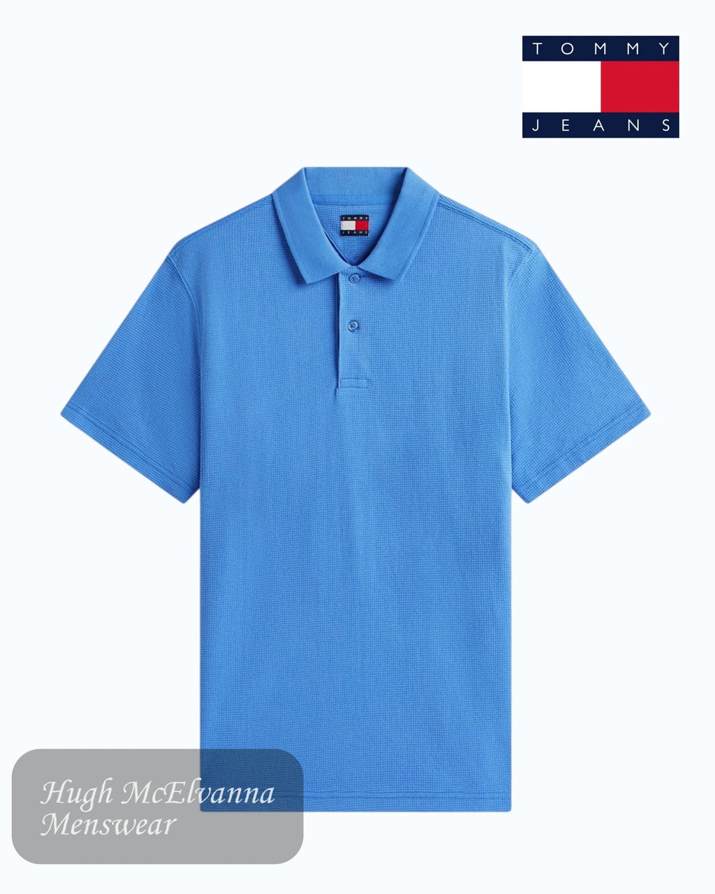 Tommy Jeans Waffle Textured Polo Shirt | DM0DM22703 - C38 - Hugh McElvanna Menswear