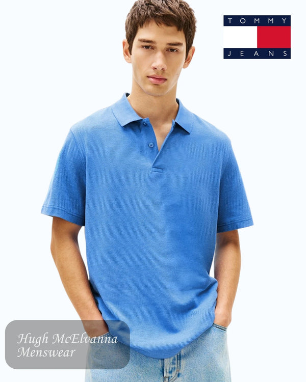 Tommy Jeans Waffle Textured Polo Shirt | DM0DM22703 - C38 - Hugh McElvanna Menswear