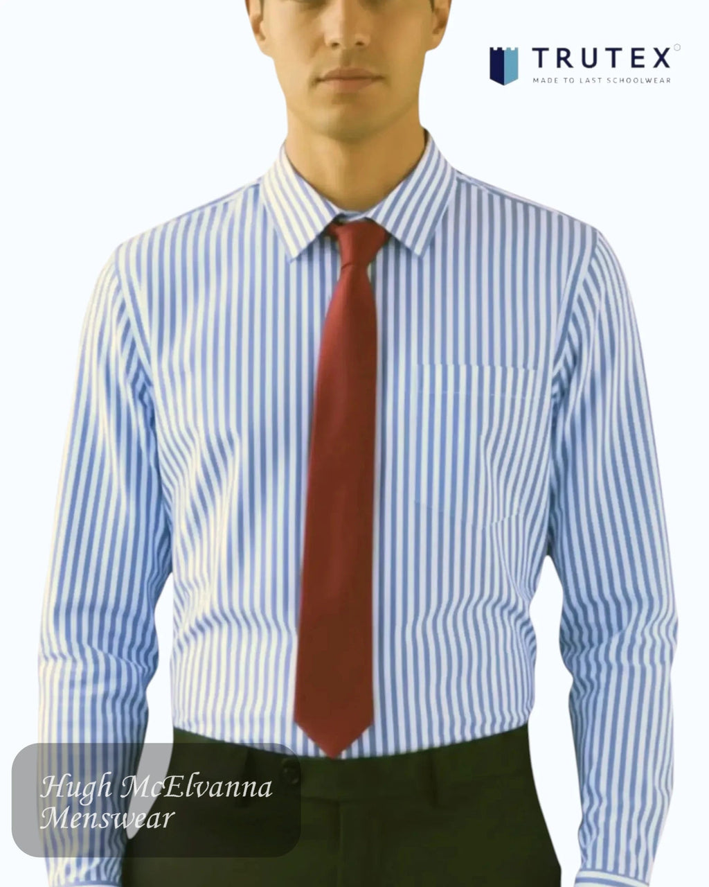 Trutex Boys 6th Year Stripe Shirts Twin Pack front view