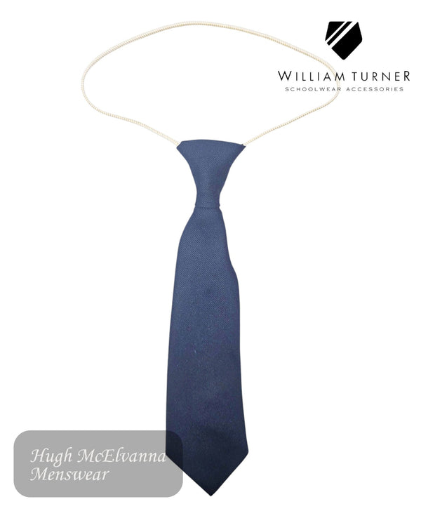 Turner Plain Navy Elastic School Tie for Foley P.S. - Hugh McElvanna Menswear